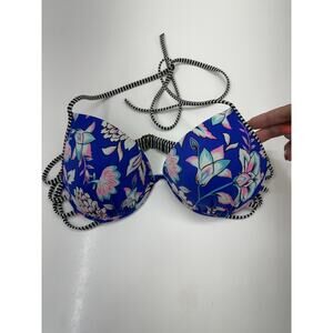 Shade and Shore Womens Swimsuit Bikini Top Padded Push Up Blue Floral